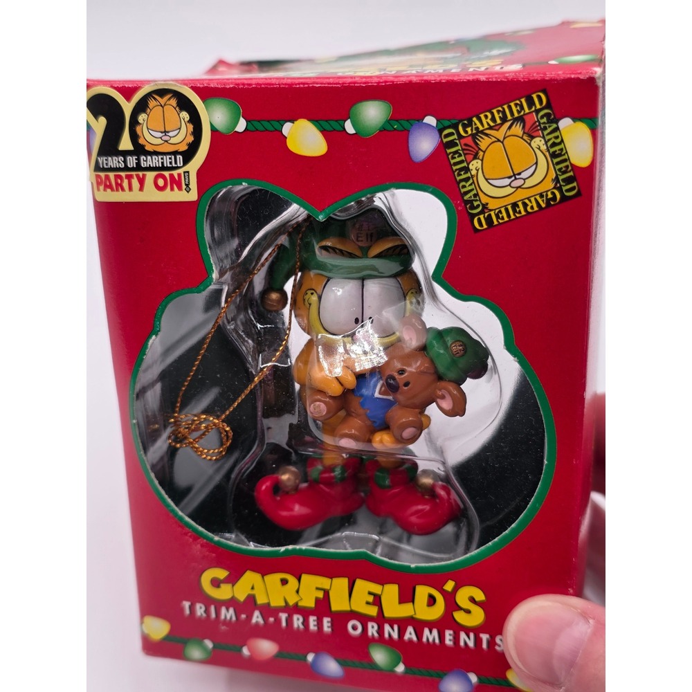 Vintage 1996 Garfield Trim-A-Tree Christmas Ornament Elf with Pooky 20 Years